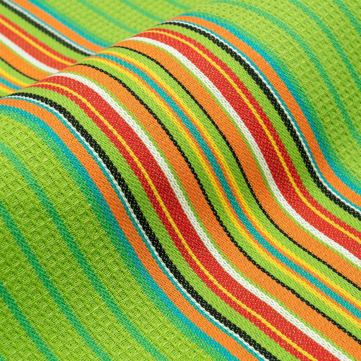 Salsa Stripe Kitchen Towels - 100% Cotton, Machine Washable, Waffle Weave