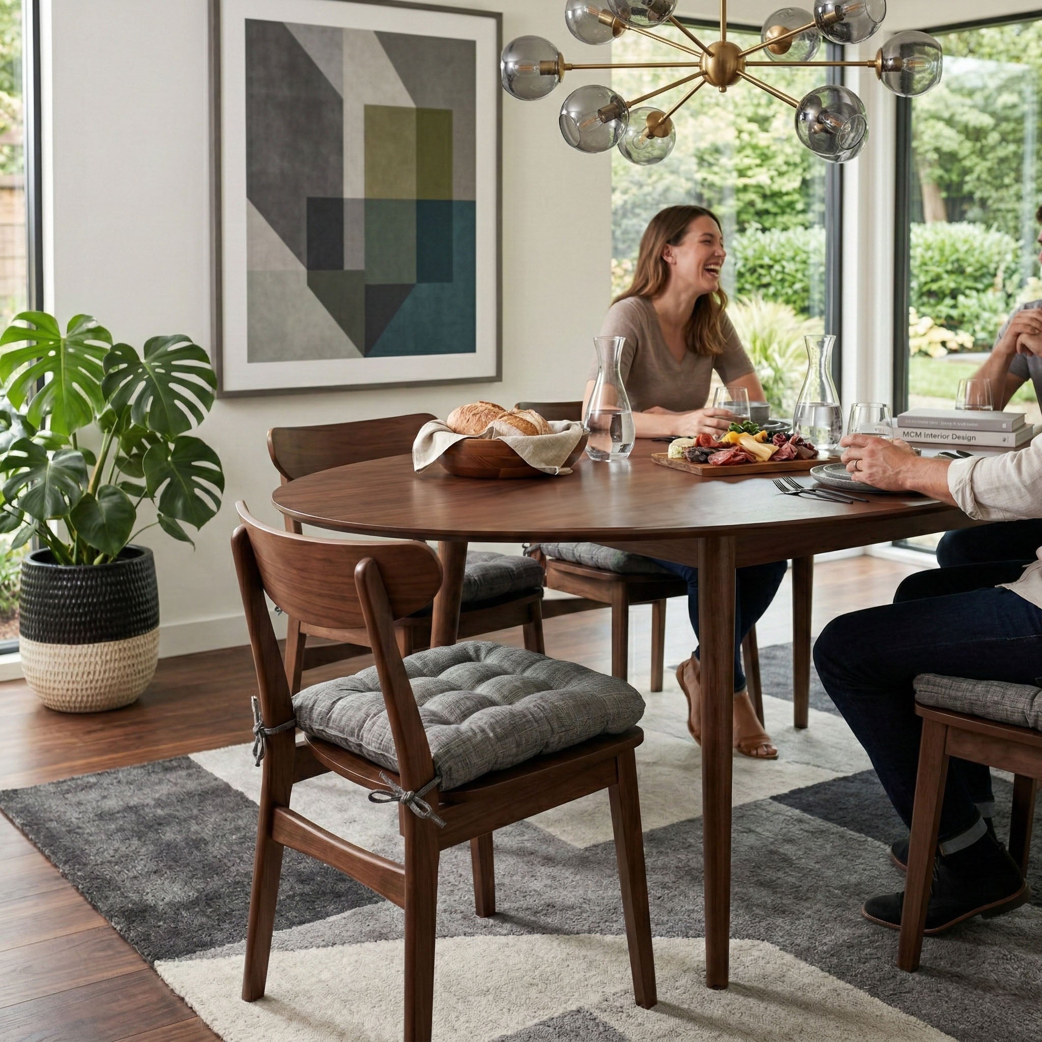 Hayden Pewter Grey Dining Chair Pads - Latex Foam Fill - Reversible