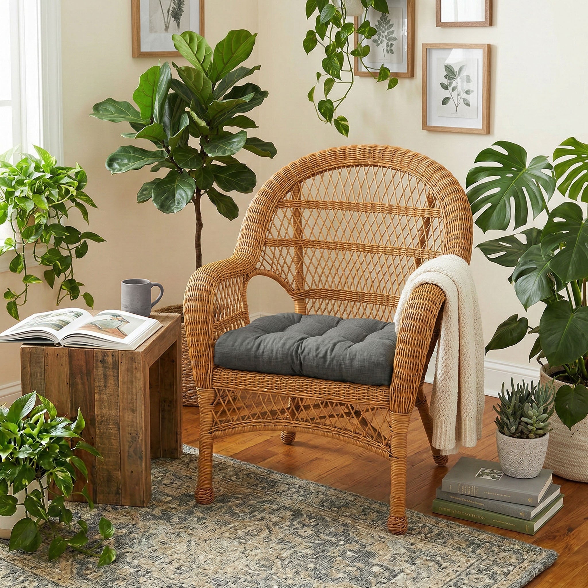 Hayden Pewter Grey Dining Chair Pads - Latex Foam Fill - Reversible