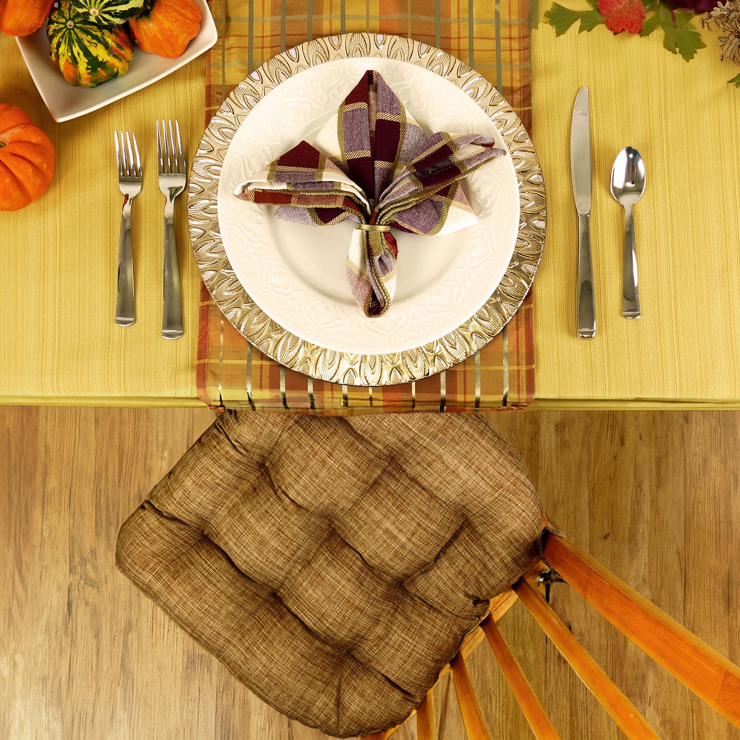 Hayden Pecan Dining Chair Pads - Latex Foam Fill - Reversible