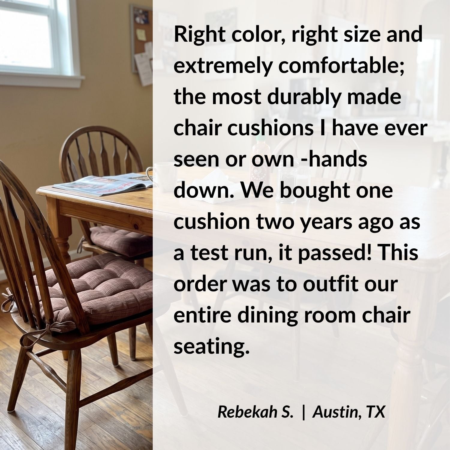 Hayden Pecan Dining Chair Pads - Latex Foam Fill - Reversible