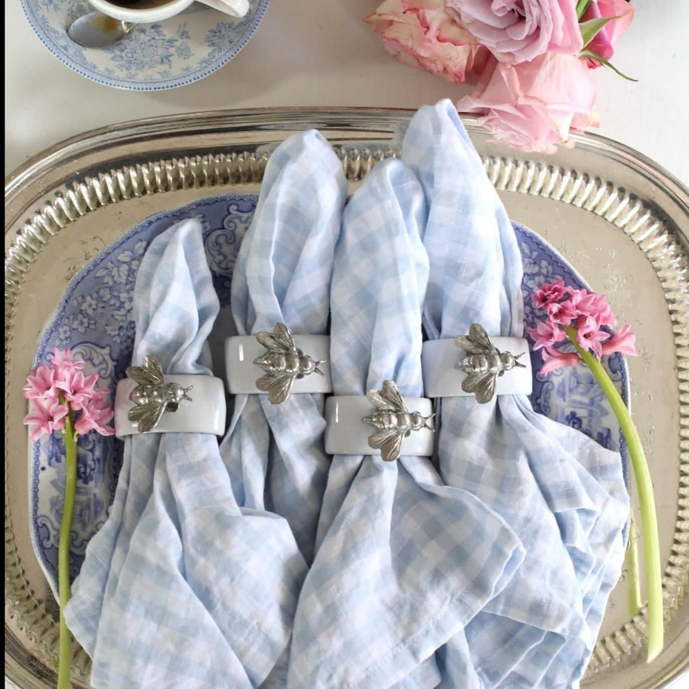 Honey Bee Napkin Ring - Pewter and Stoneware
