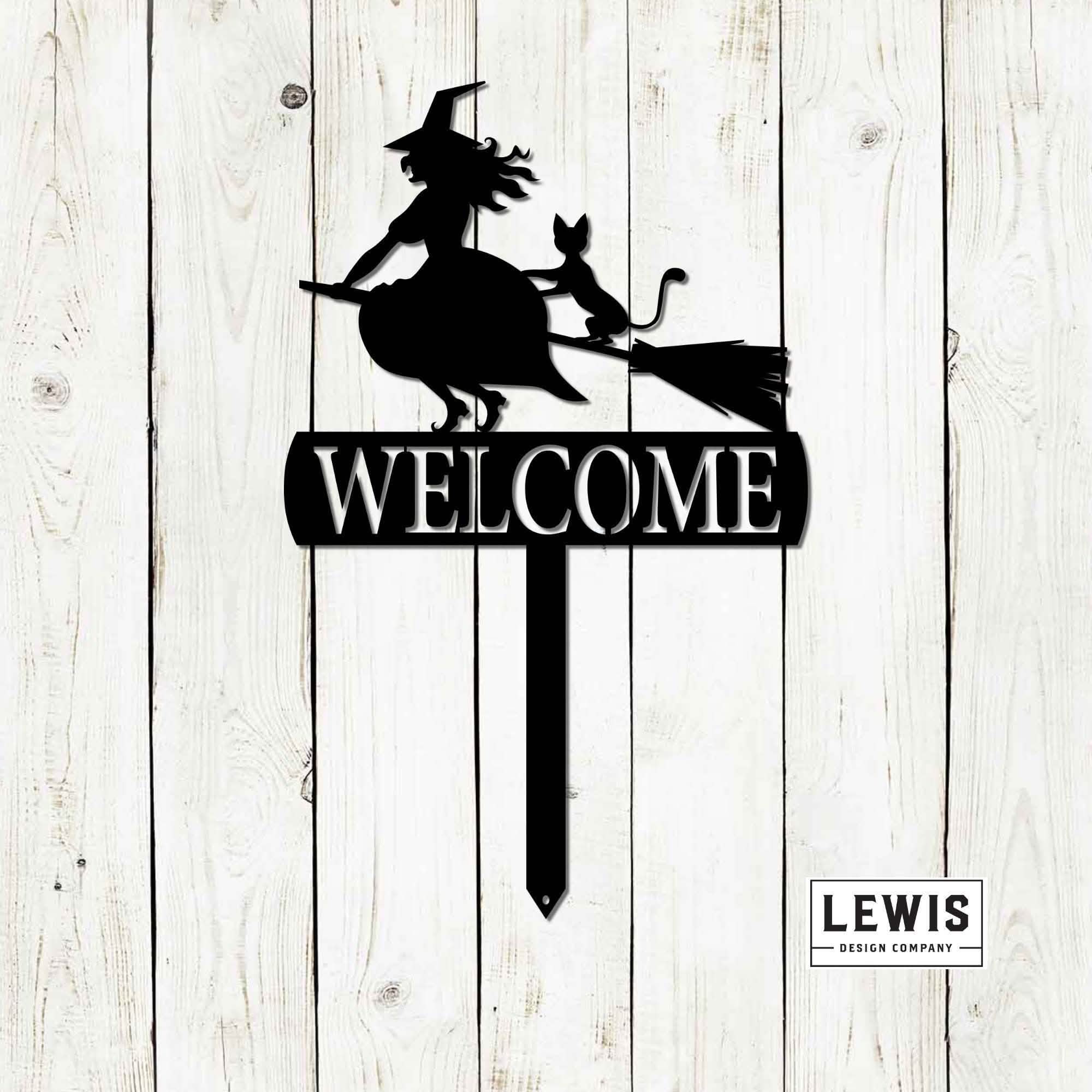 Witch Welcome Yard Stake Sign - Halloween Metal Decor