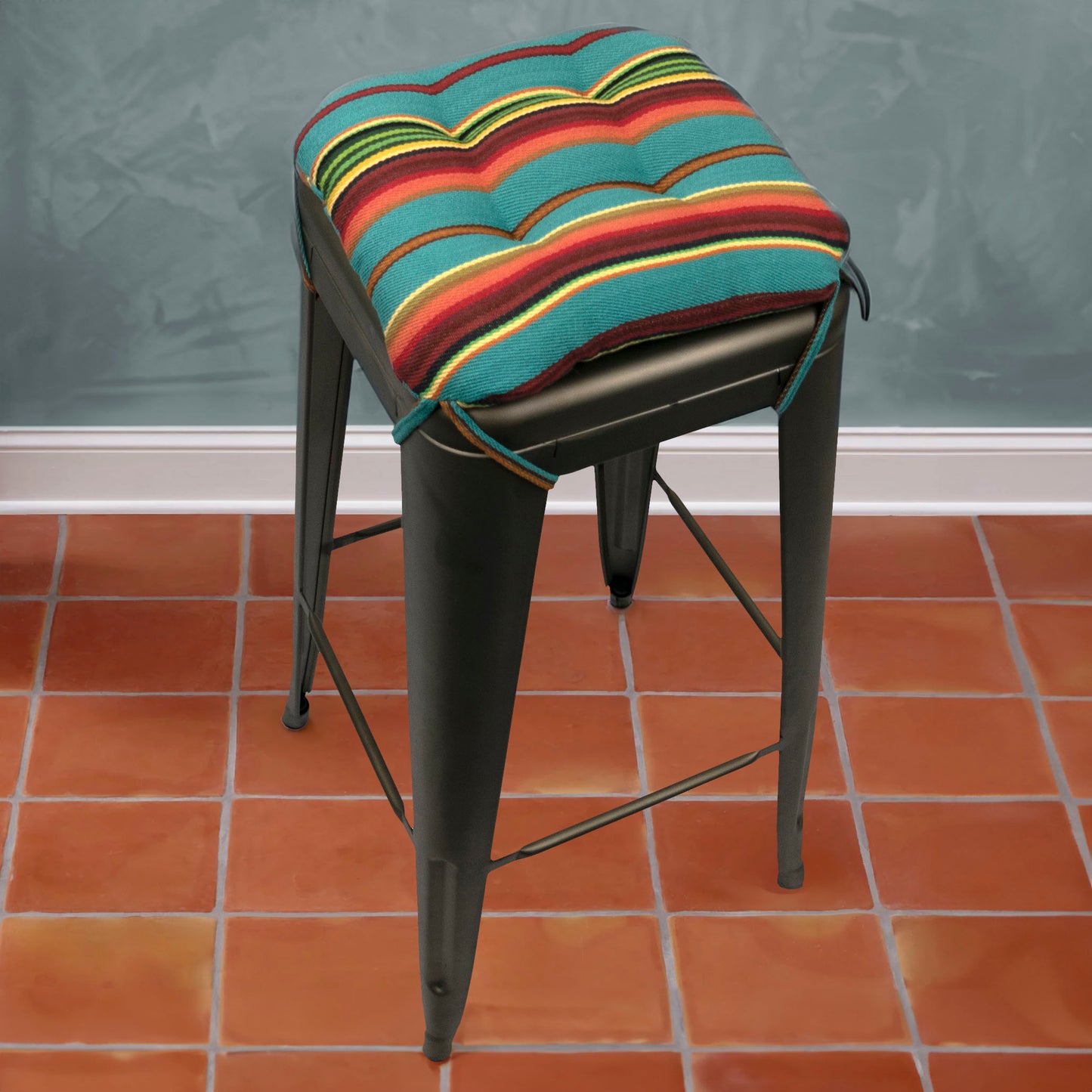 mexican saddle blanket poncho striped stool cushion square