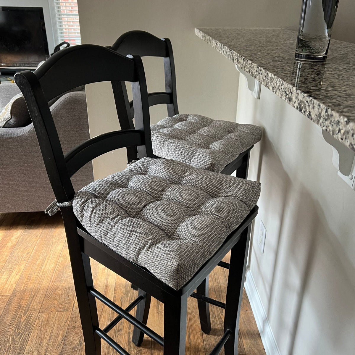 gray micro-check dining chair pads 