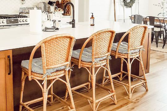 kitchen chair pads on bar height chairs at the kitchen island