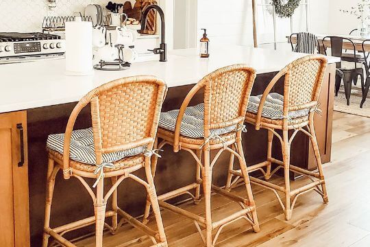 kitchen chair pads on bar height chairs at the kitchen island
