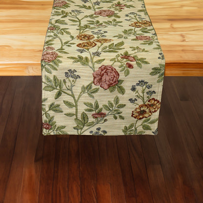 La Belle Floral Brocade 72" Table Runner - Lined