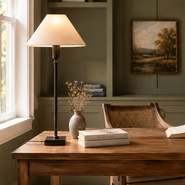 Adjustable Table Lamp Bronze 36 Inch with Ivory Shade