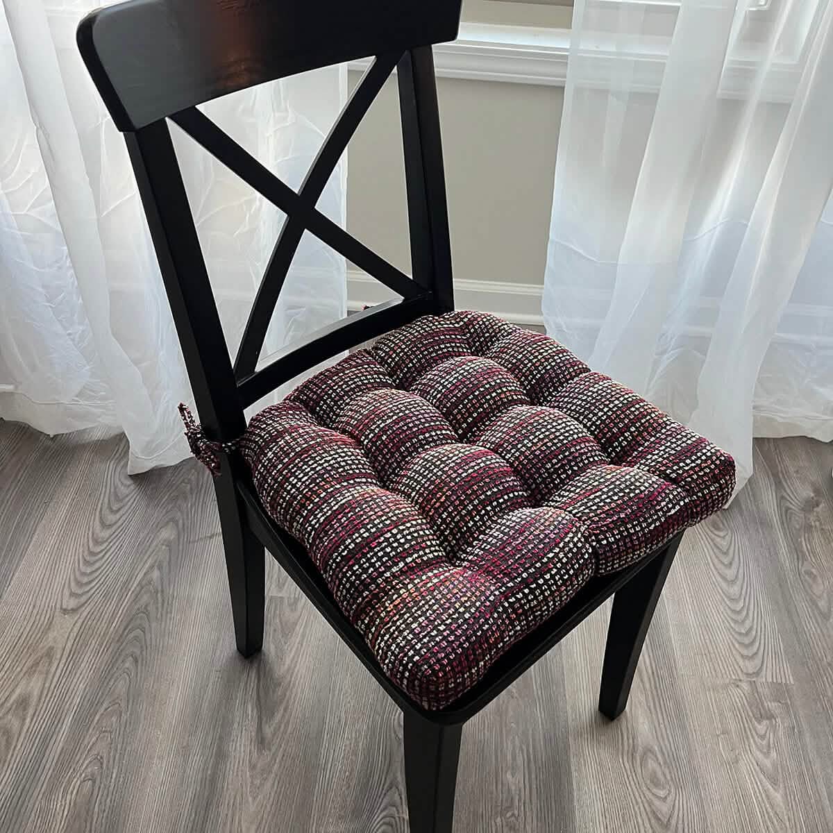 Louisa Multi dining chair pads placed on wooden dining chair