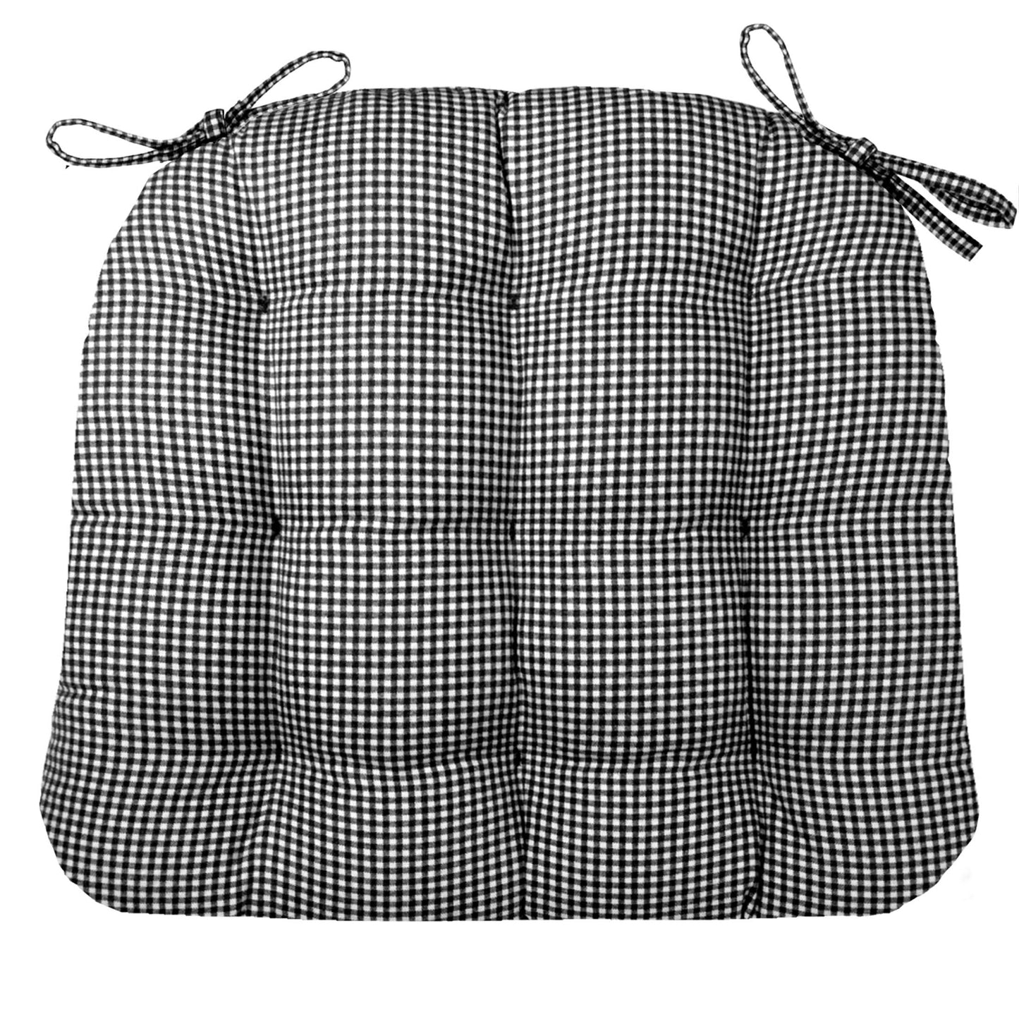 Madrid Black Gingham Dining Chair Cushions - Barnett Home Decor - Black & White