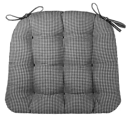 Madrid Black Gingham Dining Chair Cushions - Barnett Home Decor - Black & White