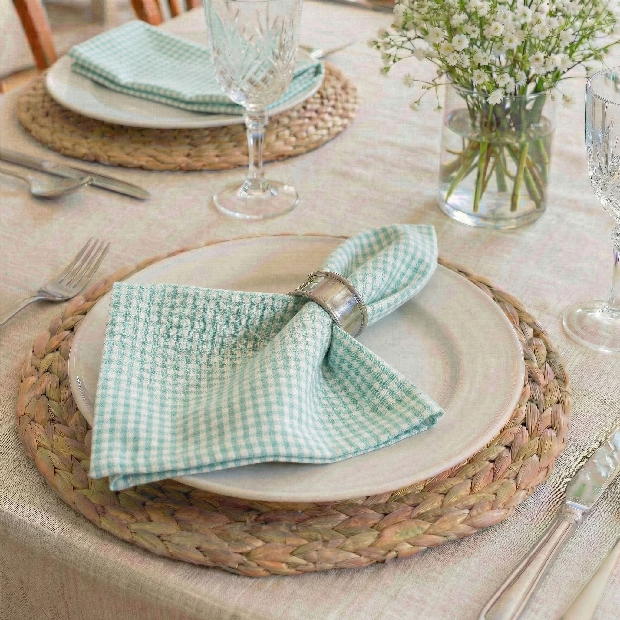 Madrid Aqua Cloth Napkins Set of 4 or Set of 8