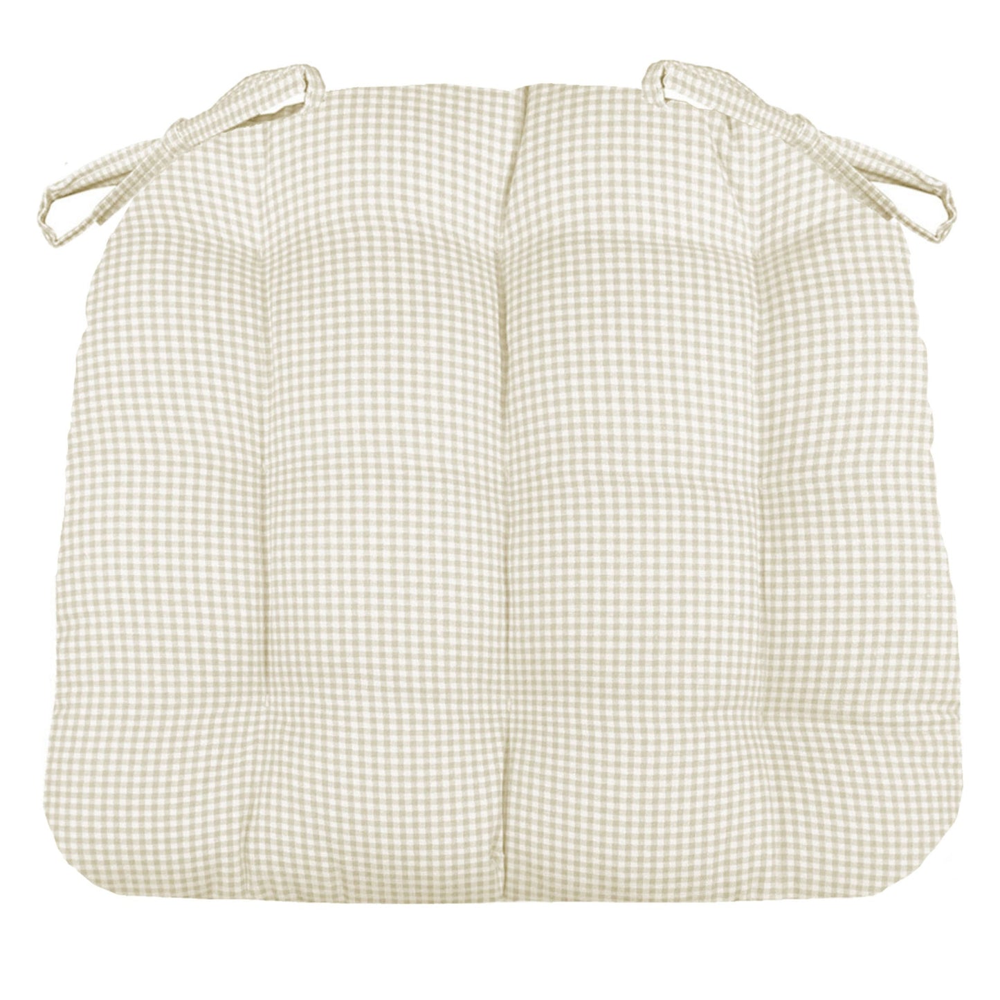 gingham check chair pads with ties made of 100% cotton fabric  in natural