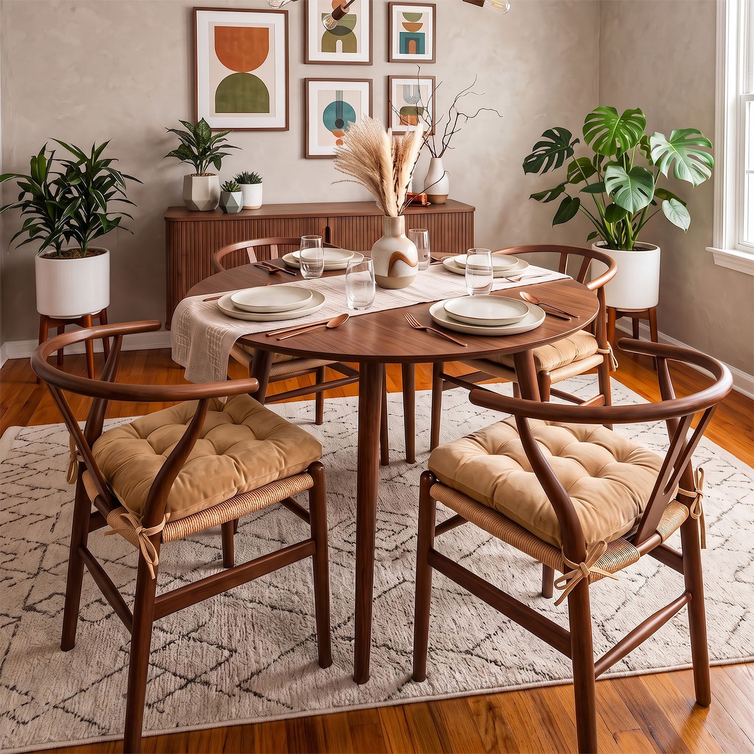 Micro-Suede Camel Dining Chair Pads - Latex Foam Fill - Solid Color Microfiber Ultra-Suede
