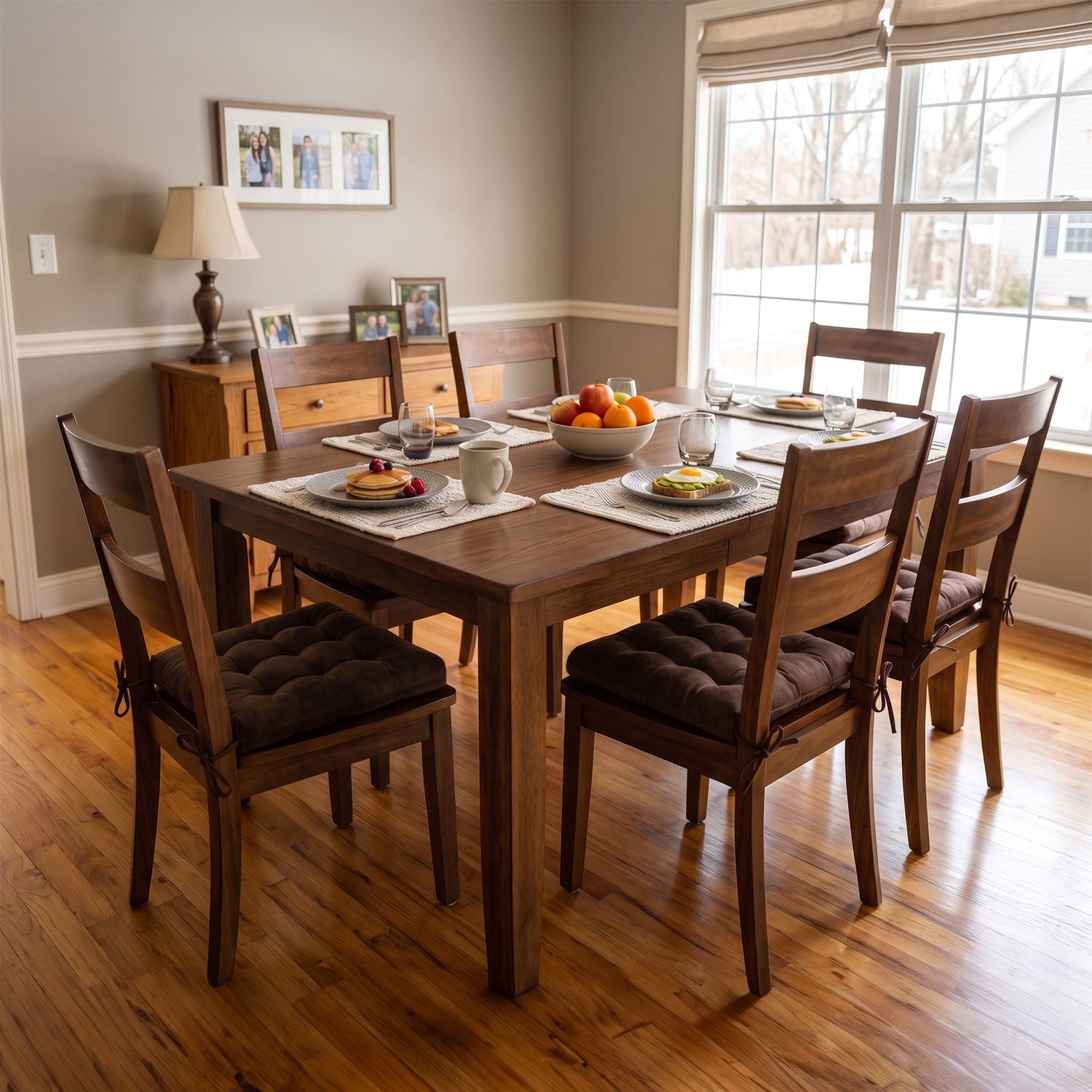 Micro-Suede Coffee Bean Brown Dining Chair Pad with Ties - Latex Foam Fill - Microfiber