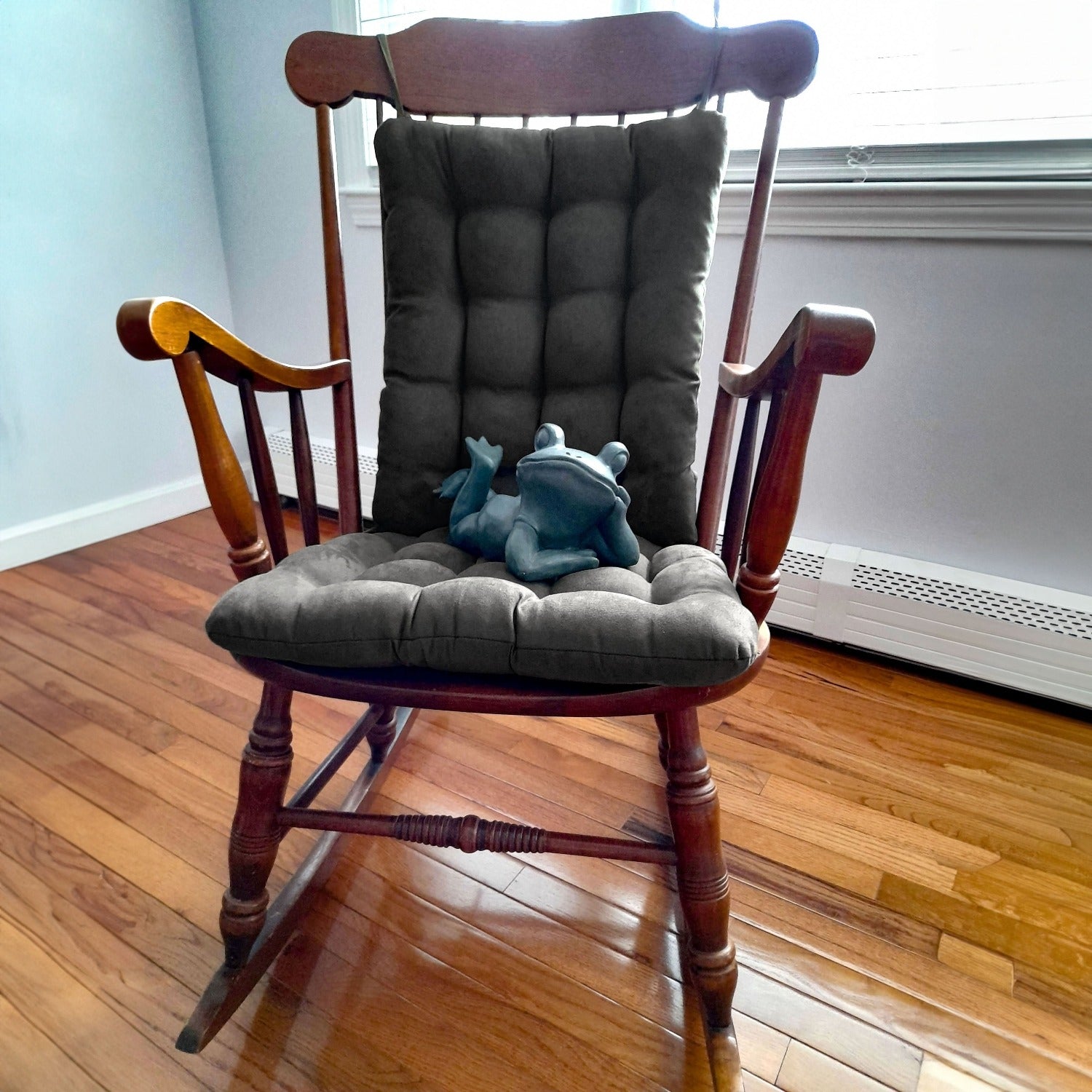 Micro Suede Graphite Grey Rocking Chair Cushions Latex Foam Fill