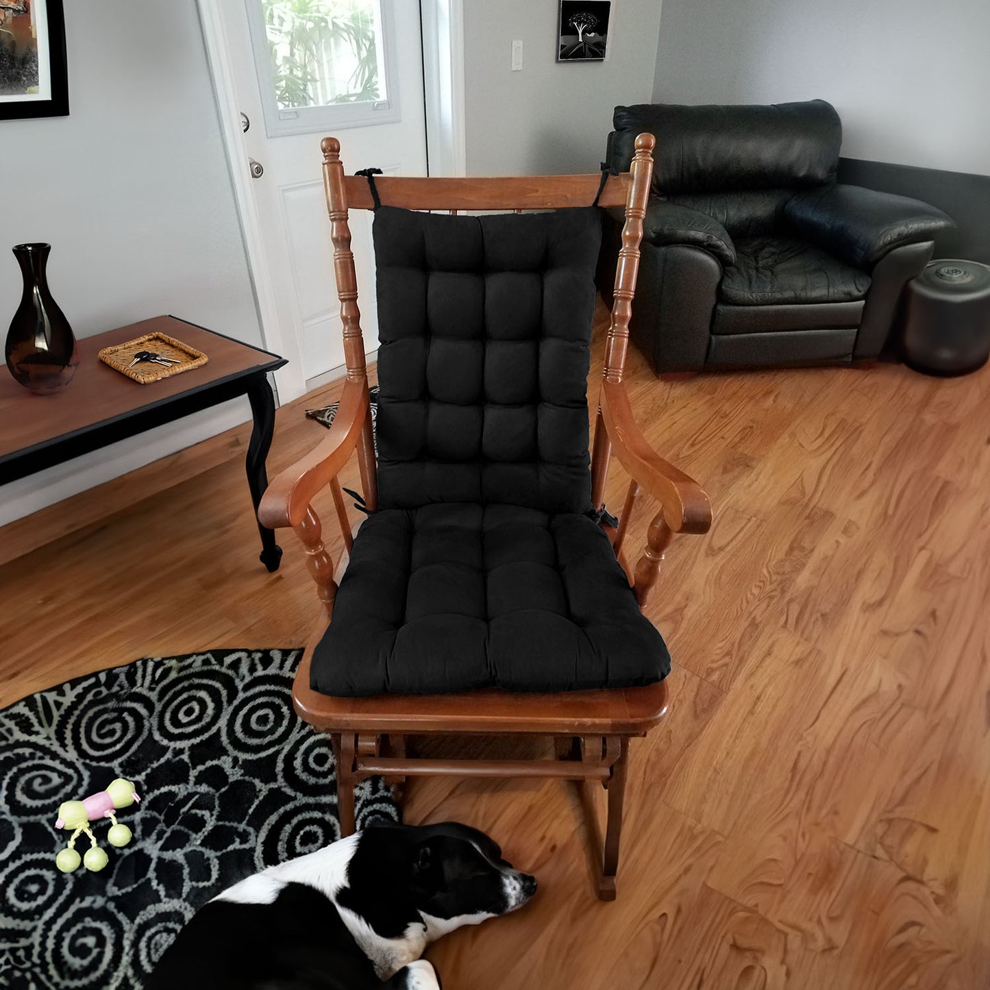 Black and Soft Rocking Chair Cushion Pads