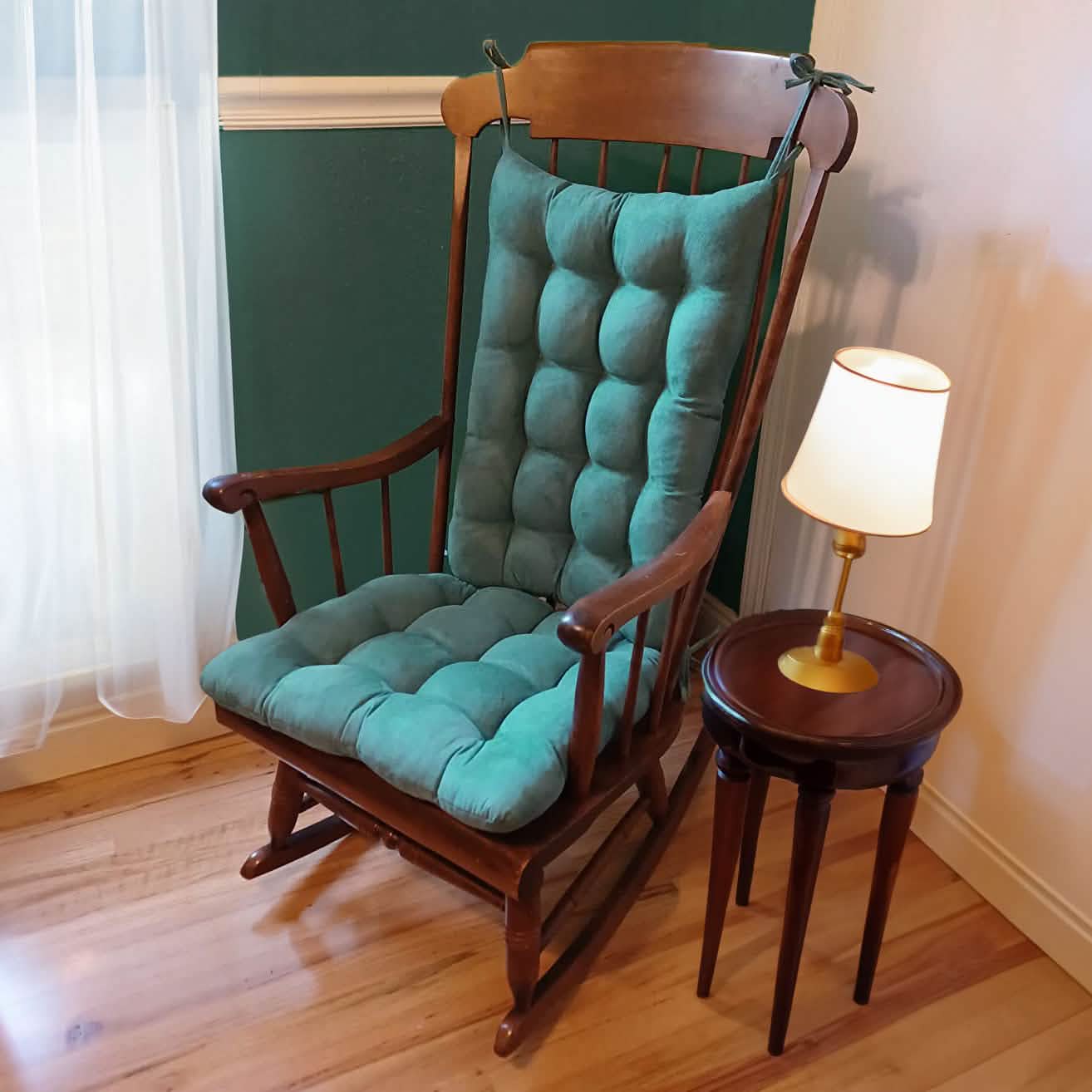 Micro-Suede Turquoise Rocking Chair Cushions - Latex Foam Fill ...