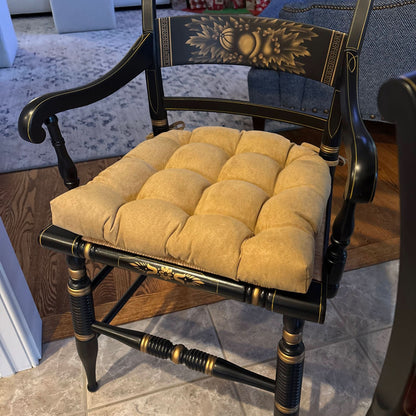 microfiber dining chair cushions on hitchock dining chair in camel color faux suede
