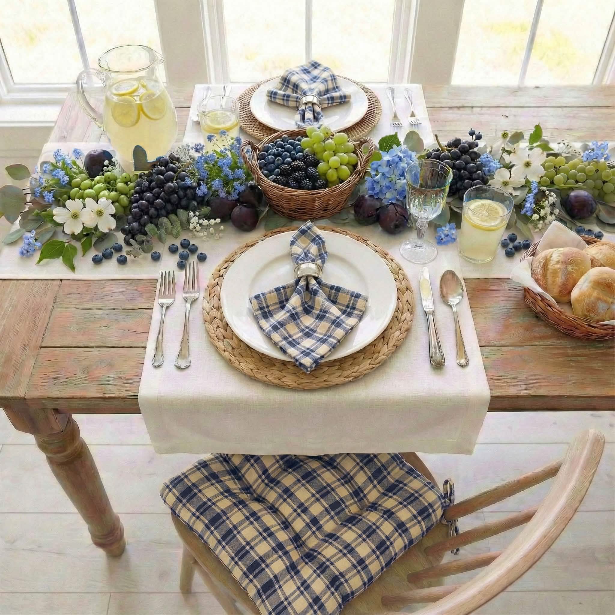 Montgomery Blue Cloth Napkins - Set of 8