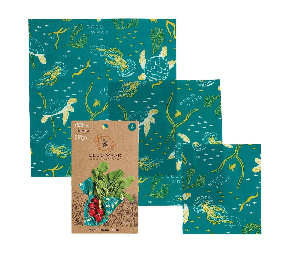 Bee's Wrap Food Storage - Waxed Cotton Cloth, 3-Pack