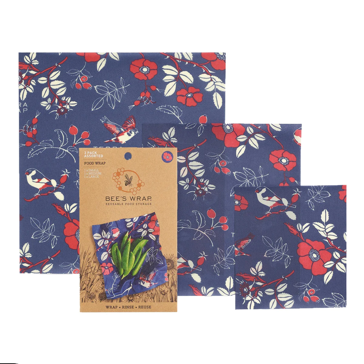 Bee's Wrap Food Storage - Waxed Cotton Cloth, 3-Pack
