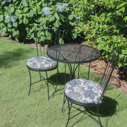 Bistro Chair Cushion - Boutique Floral Blue - 16" Round Cushion - Indoor / Outdoor