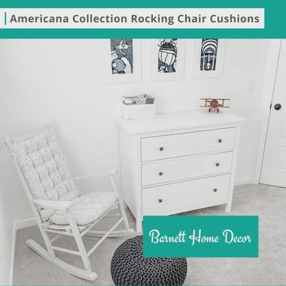 Cotton Duck Natural Rocking Chair Cushions - Never Flatten Tufted Rocker Chair Cushion Set