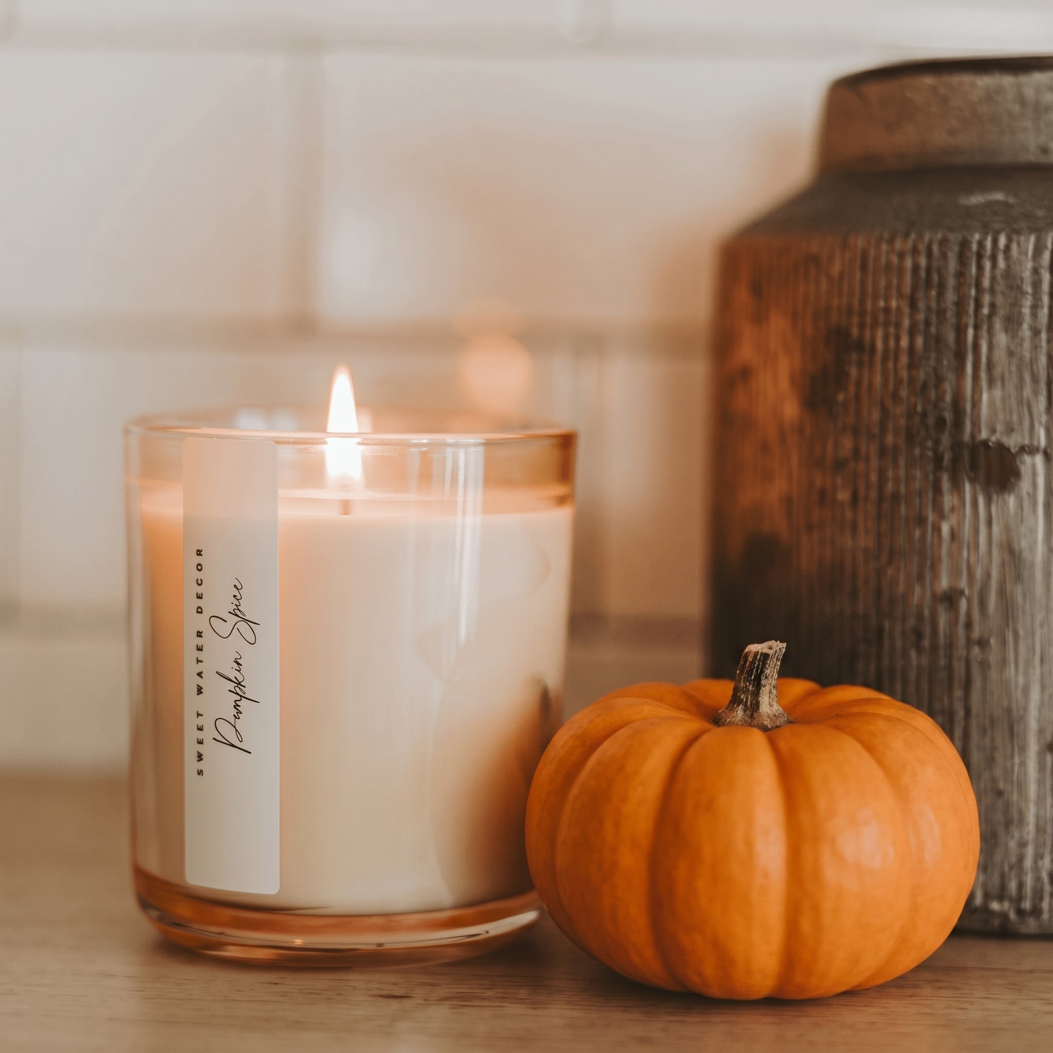 Pumpkin Spice Soy Candle - Tinted Glass Jar - 12 oz
