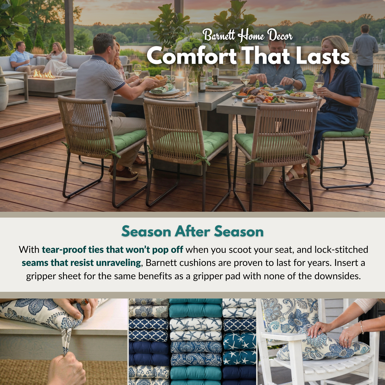 Sea Shore Starfish Navy Blue Indoor / Outdoor Dining Chair Pads & Patio Cushions