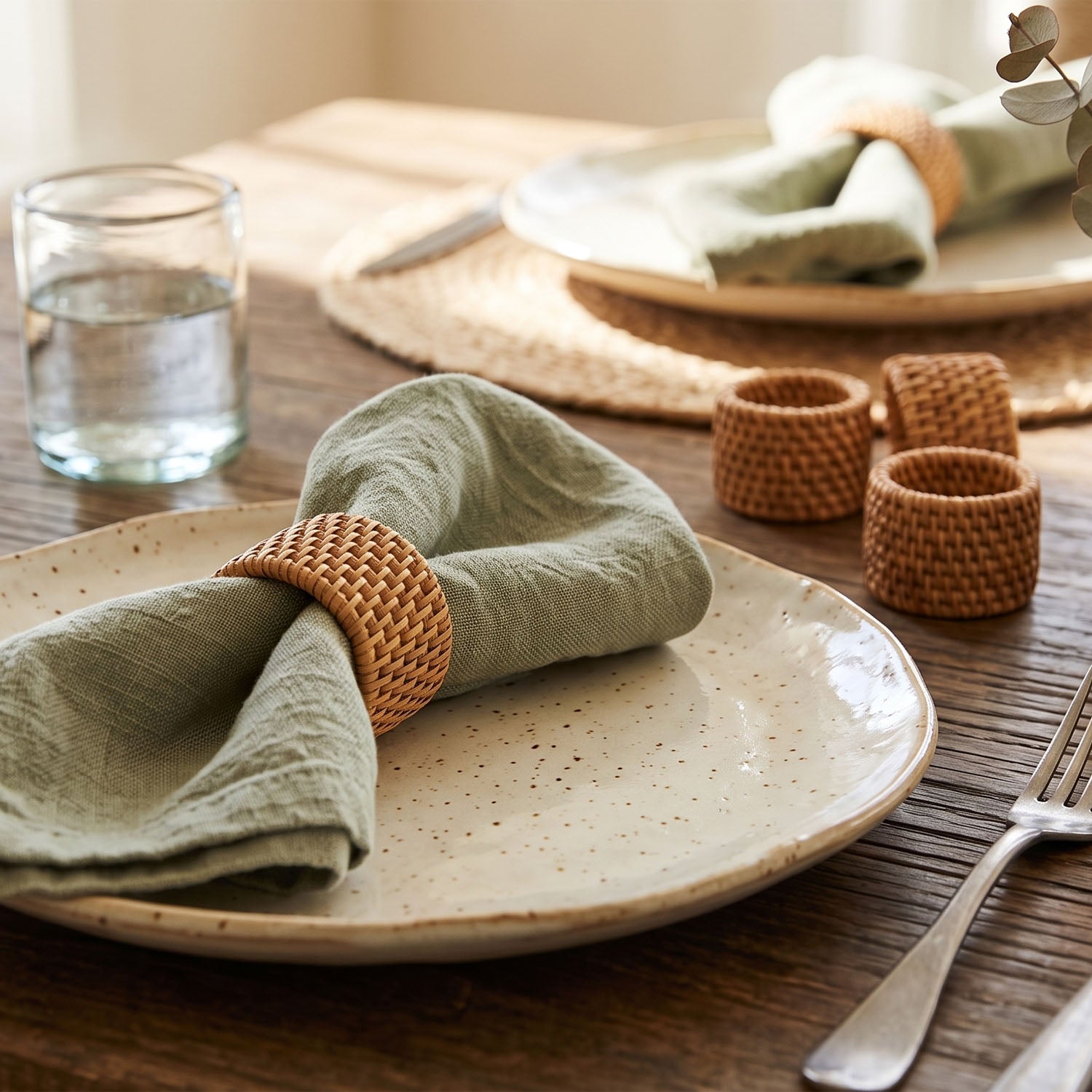 Hand Woven Rattan Napkin Ring - Set of 4