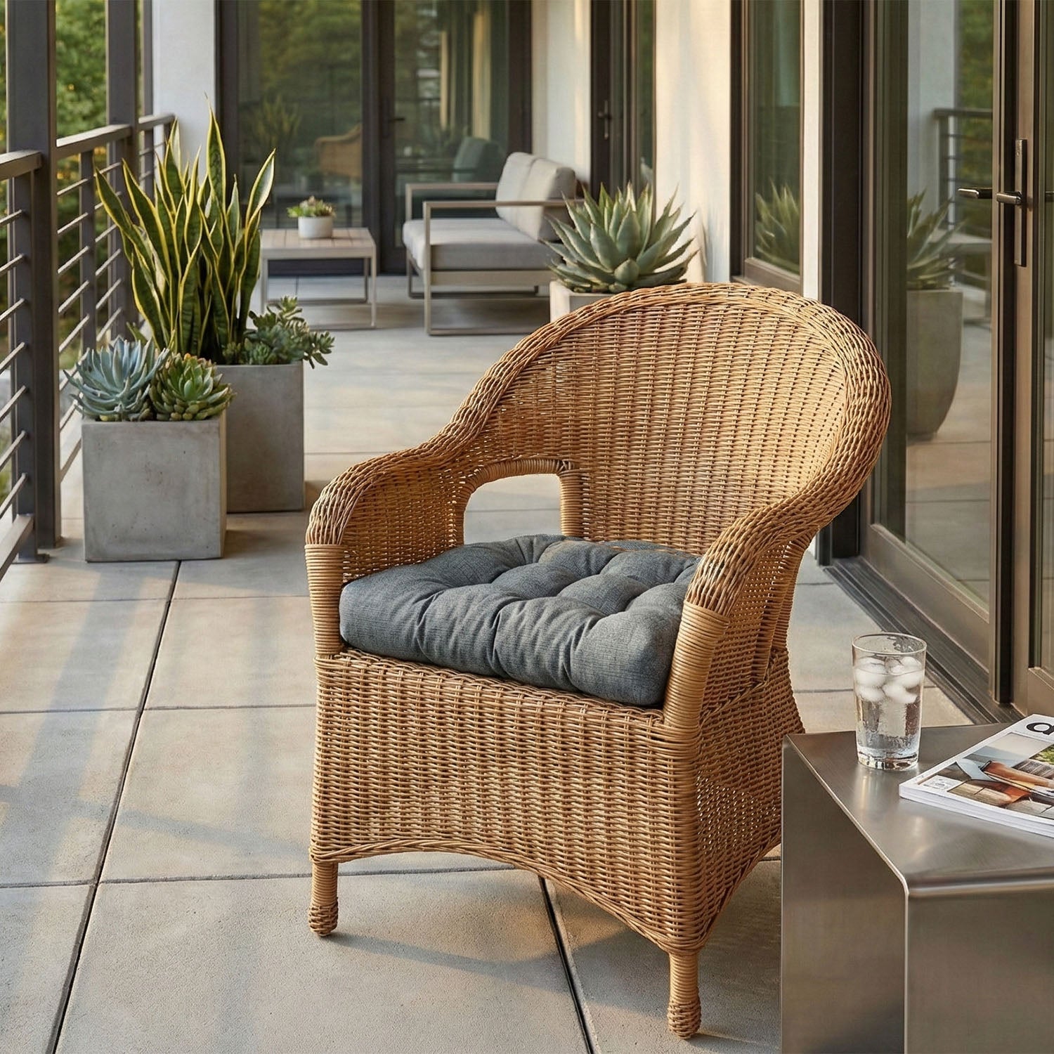 Rave Grey Patio Chair Cushions - Wicker Chair Cushions - Adirondack Chair Cushions