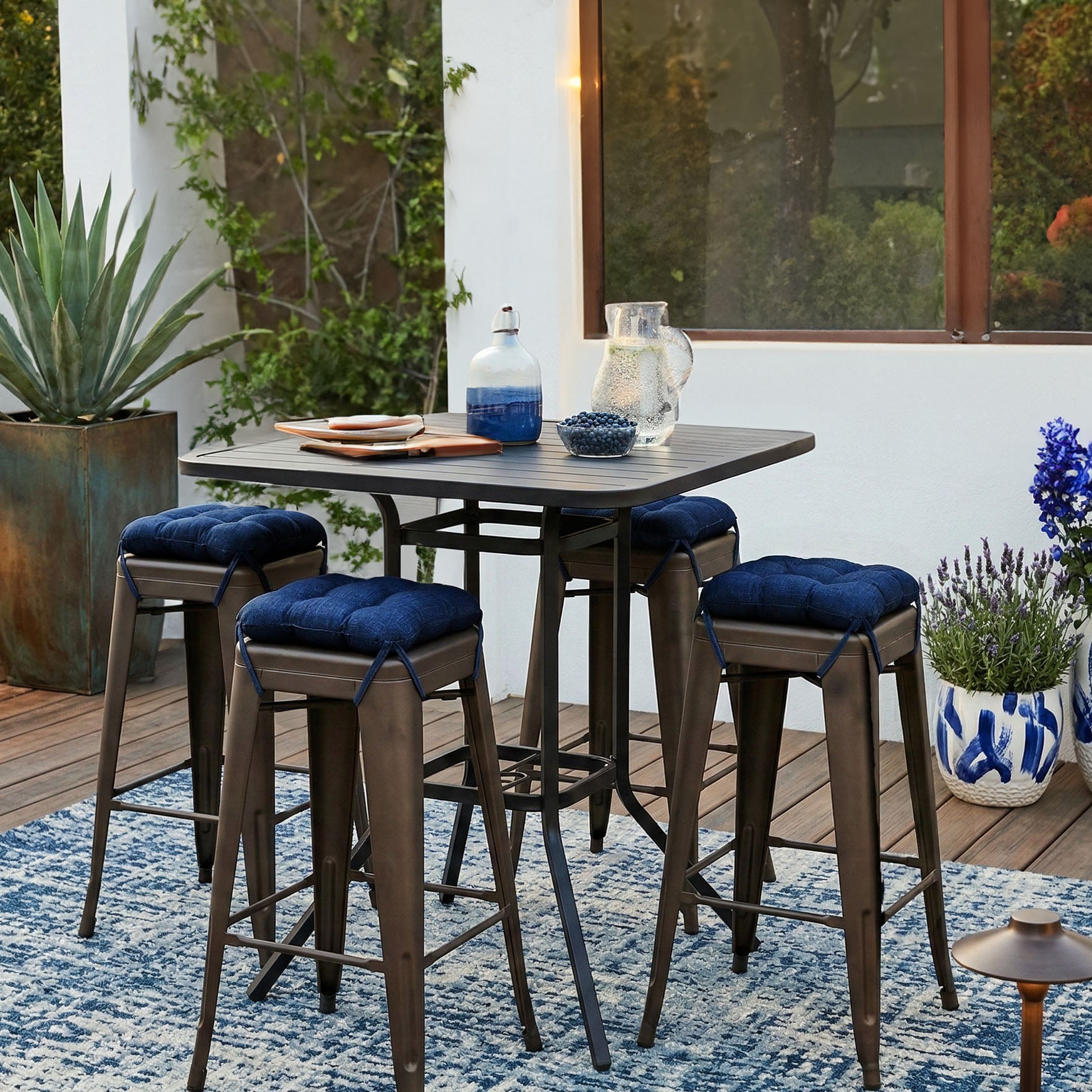 Rave Indigo Blue Square Industrial Bar Stool Cushion - 12"