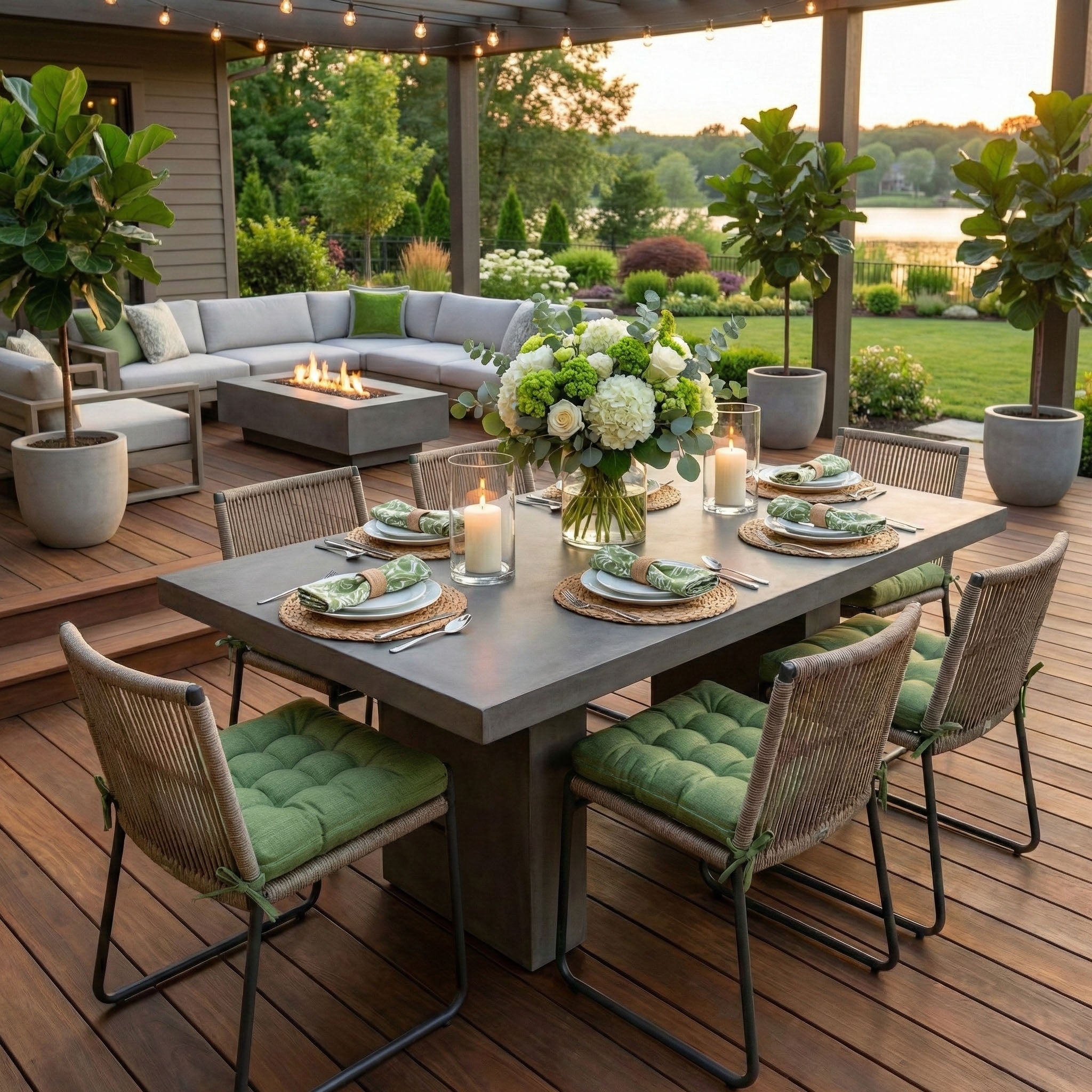 Rave Sage Green Indoor / Outdoor Dining Chair Pads & Patio Chair Cushions