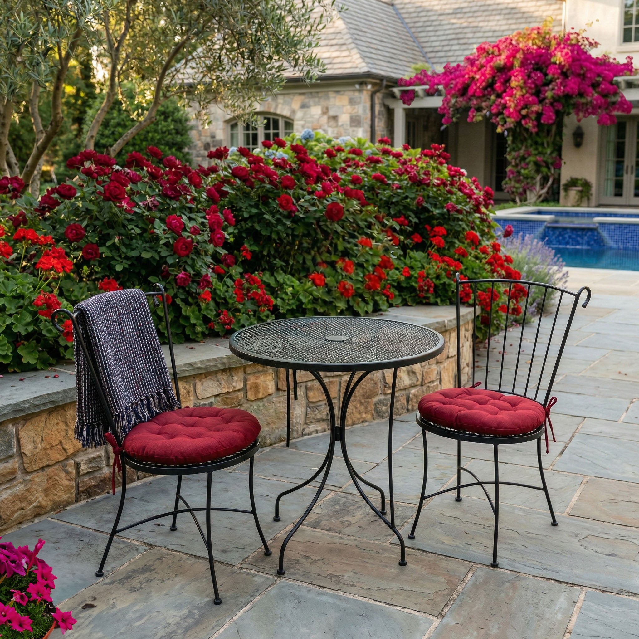 Bistro Chair Cushion - Rave Red - 16" Round Chair Cushion - Indoor / Outdoor