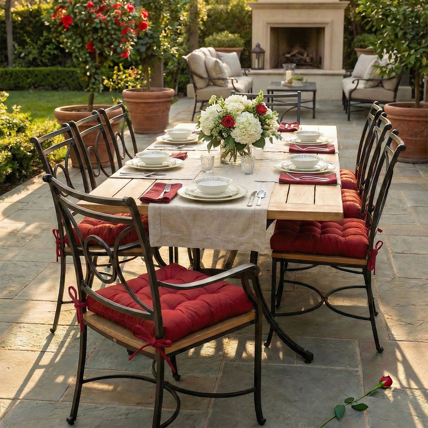 Rave Red Indoor / Outdoor Dining Chair Pads & Patio Chair Cushions