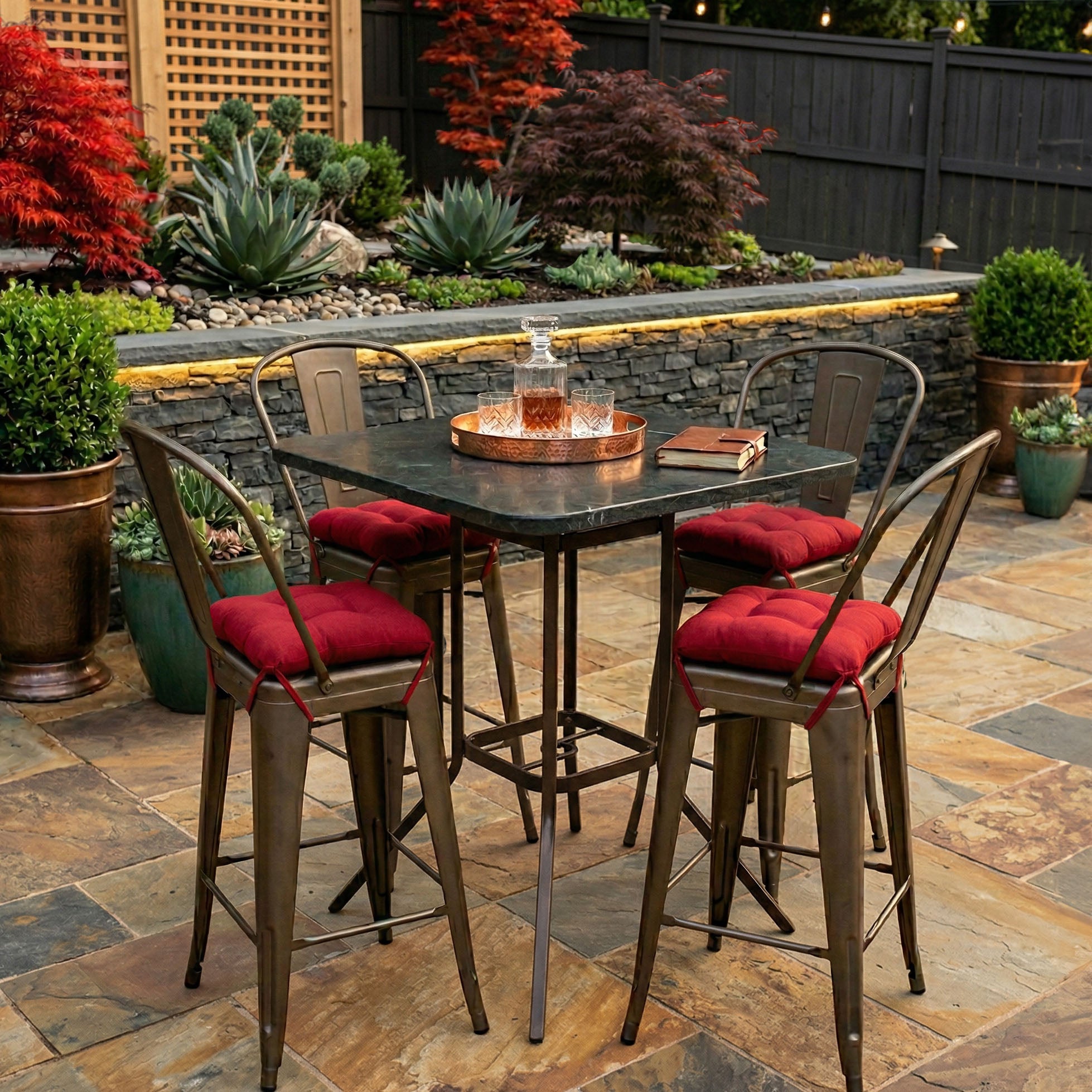 Rave Ruby Red Square Industrial Bar Stool Cushion - 12"