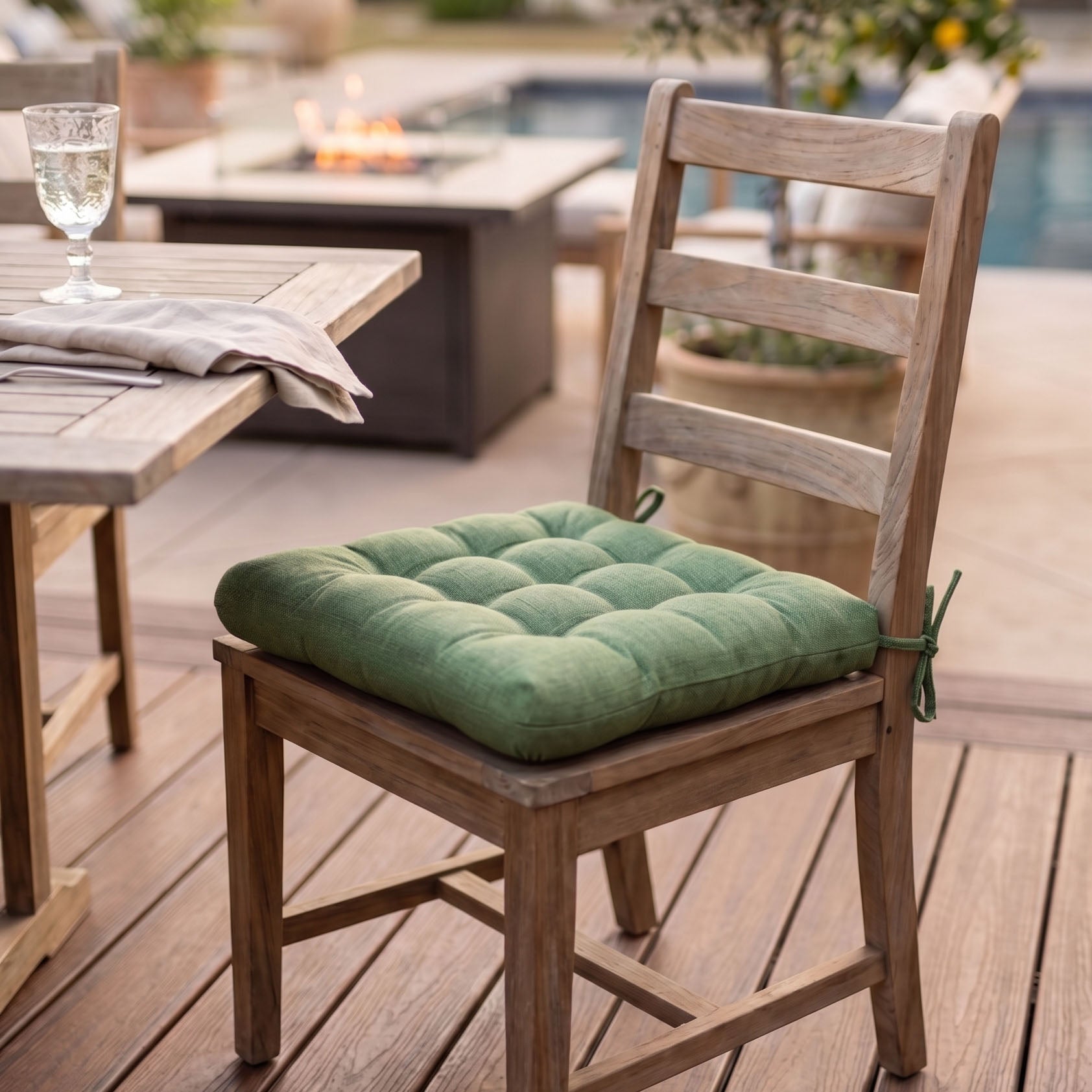 Rave Sage Green Indoor / Outdoor Dining Chair Pads & Patio Chair Cushions