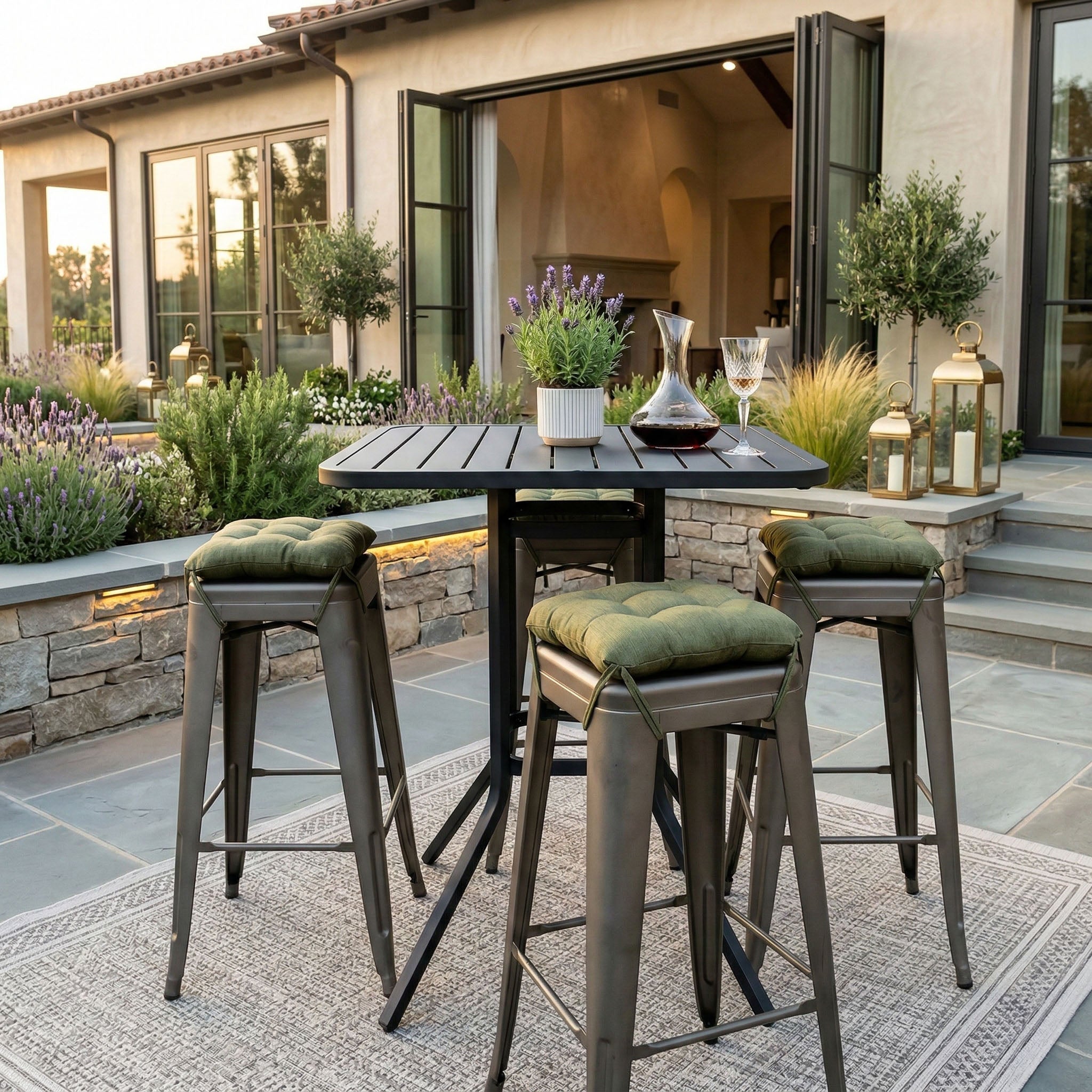 Rave Sage Green Square Industrial Bar Stool Cushion - 12"