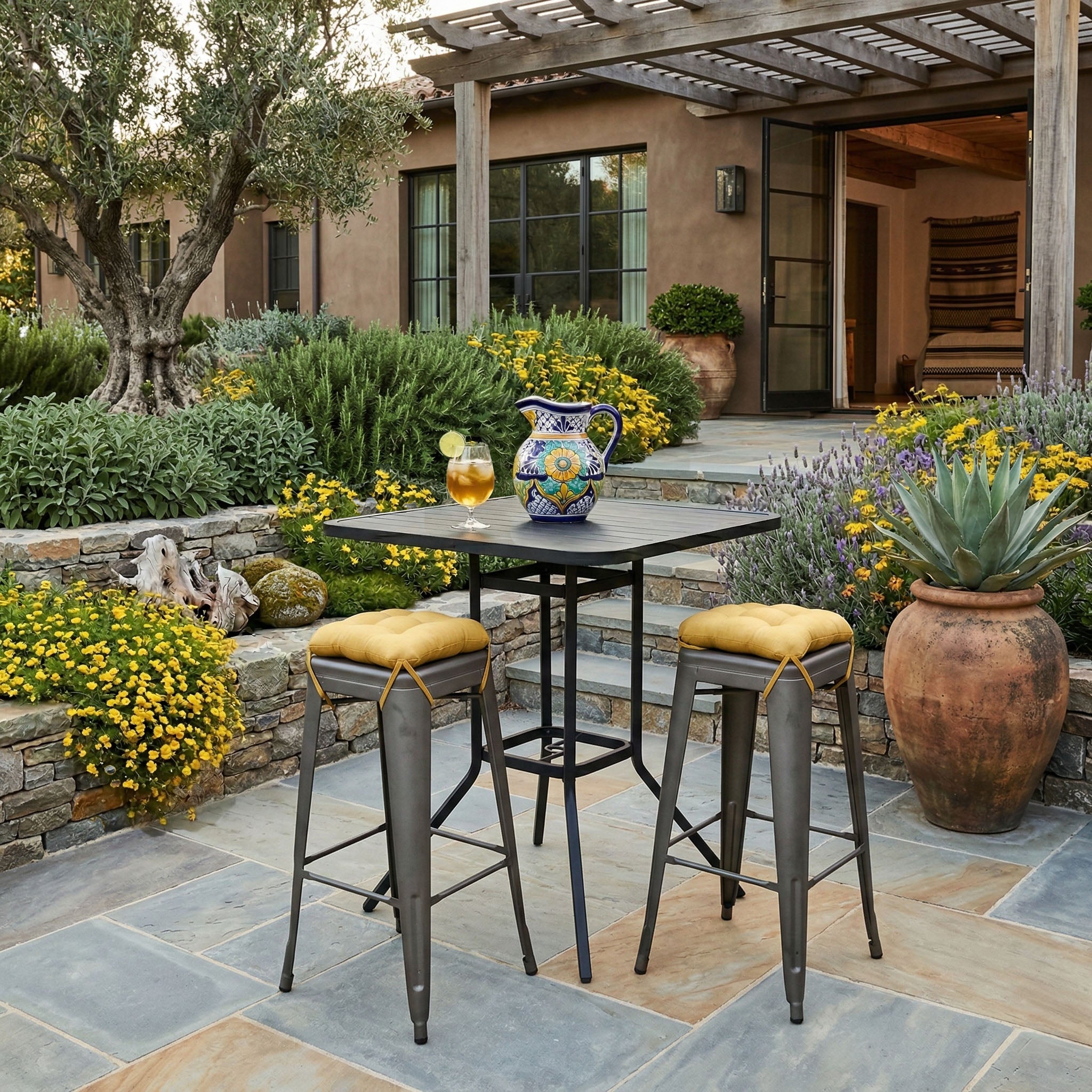 Rave Yellow Gold Square Industrial Bar Stool Cushion - 12"