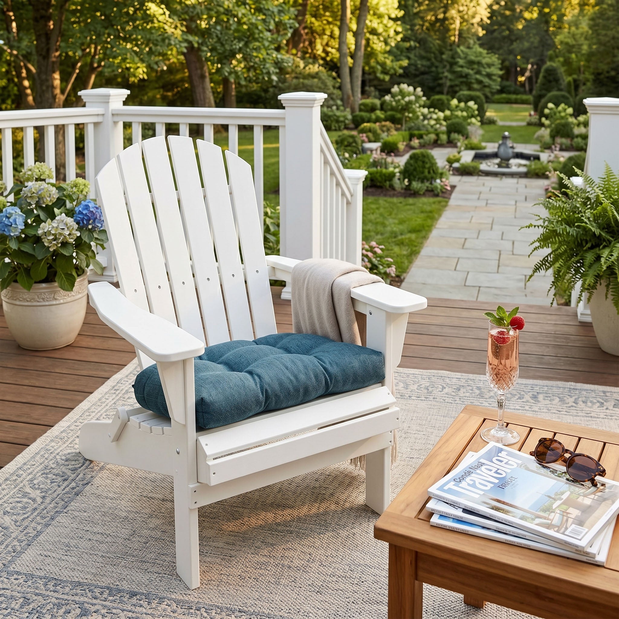Rave Pacific Blue Patio Chair Cushions - Wicker Chair Cushions - Adirondack Chair Cushions