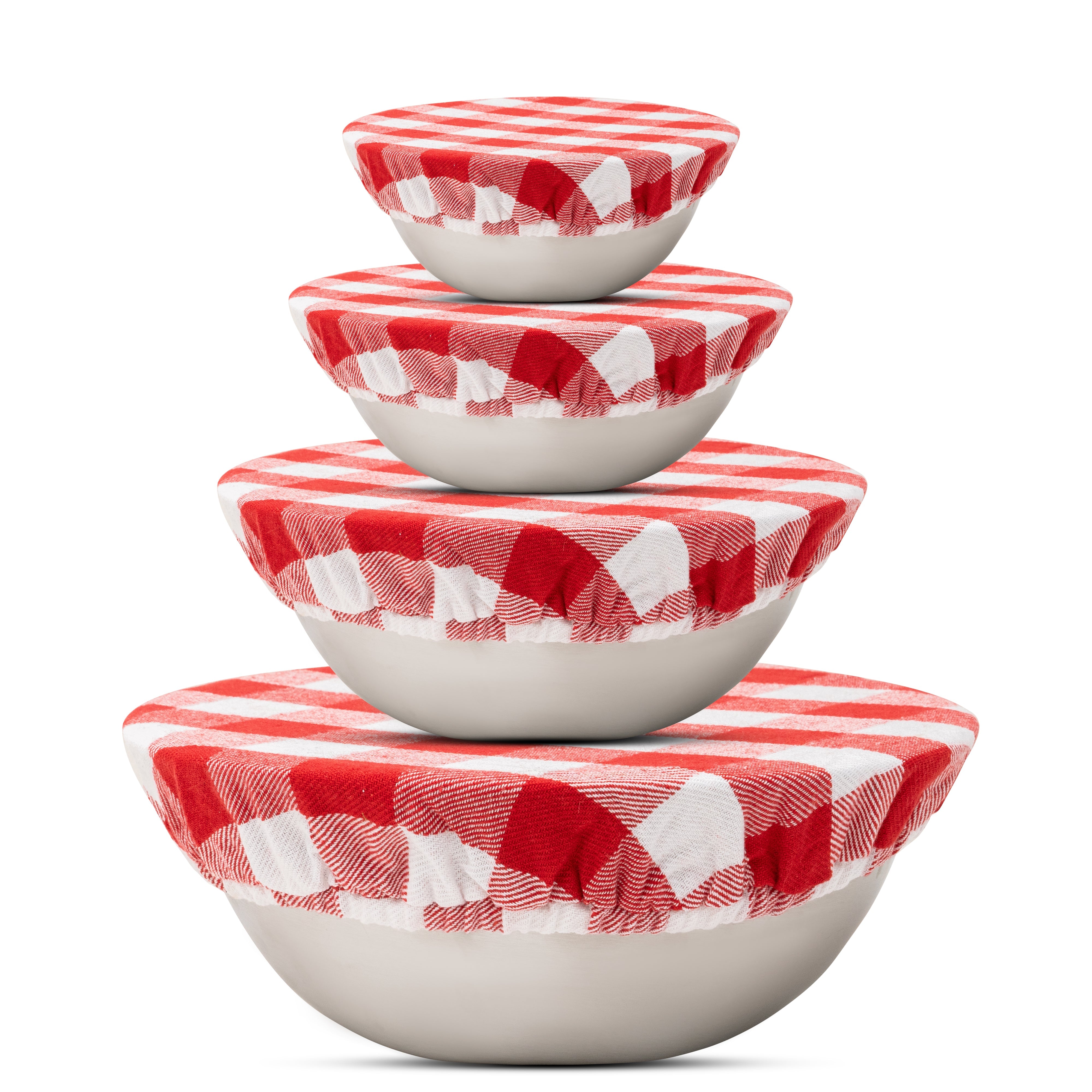 Reusable Fabric Bowl Covers - Flax Linen - Classic Check