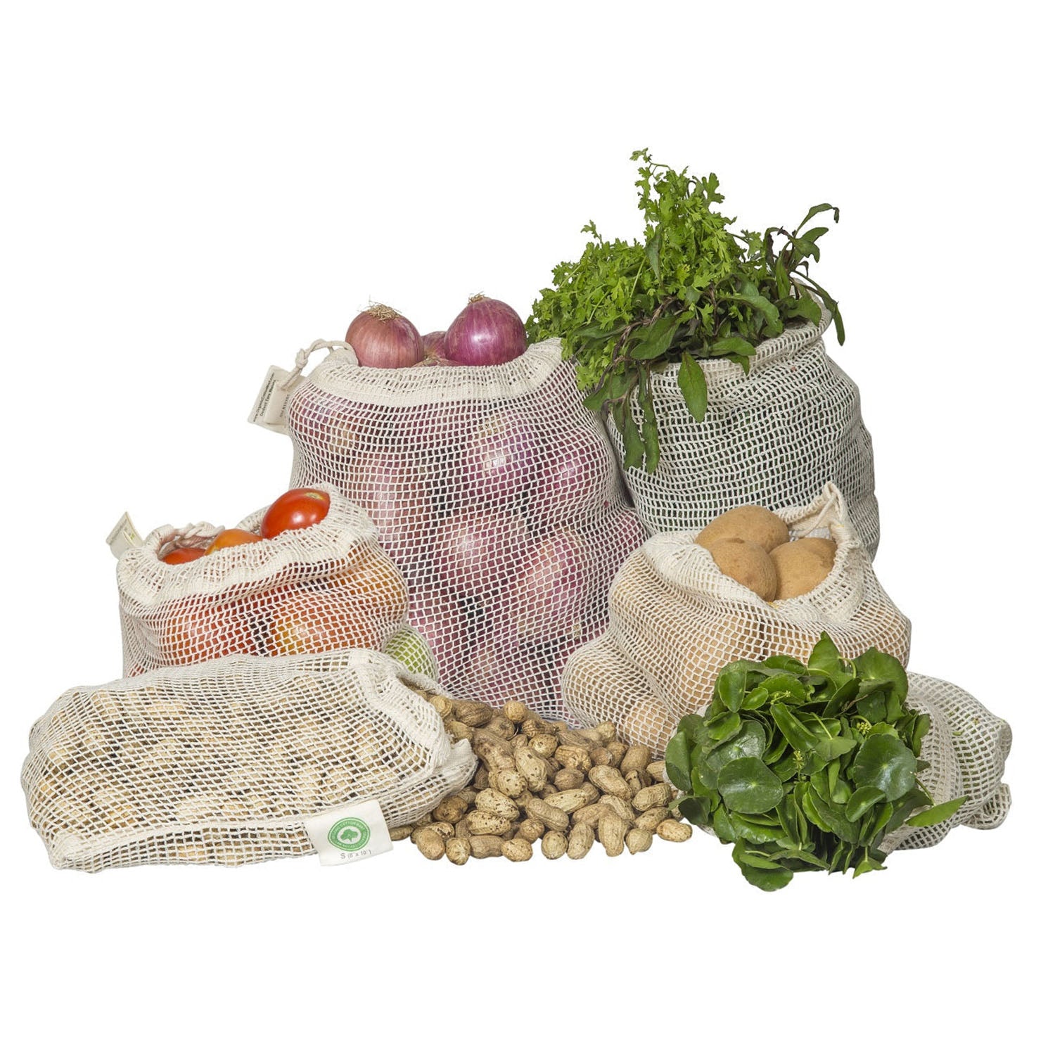 Mesh Produce Bags - Organic Cotton - 6 Bag Set