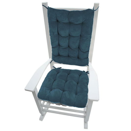 Corduroy Slate Blue Rocking Chair Pads - Never Flatten Rocker Chair Cushion