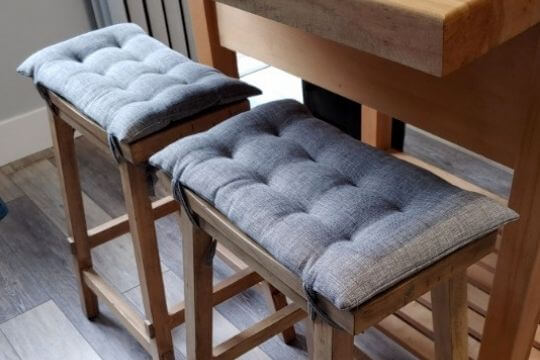 saddle bar stool cushions on saddle stools at kitchen island