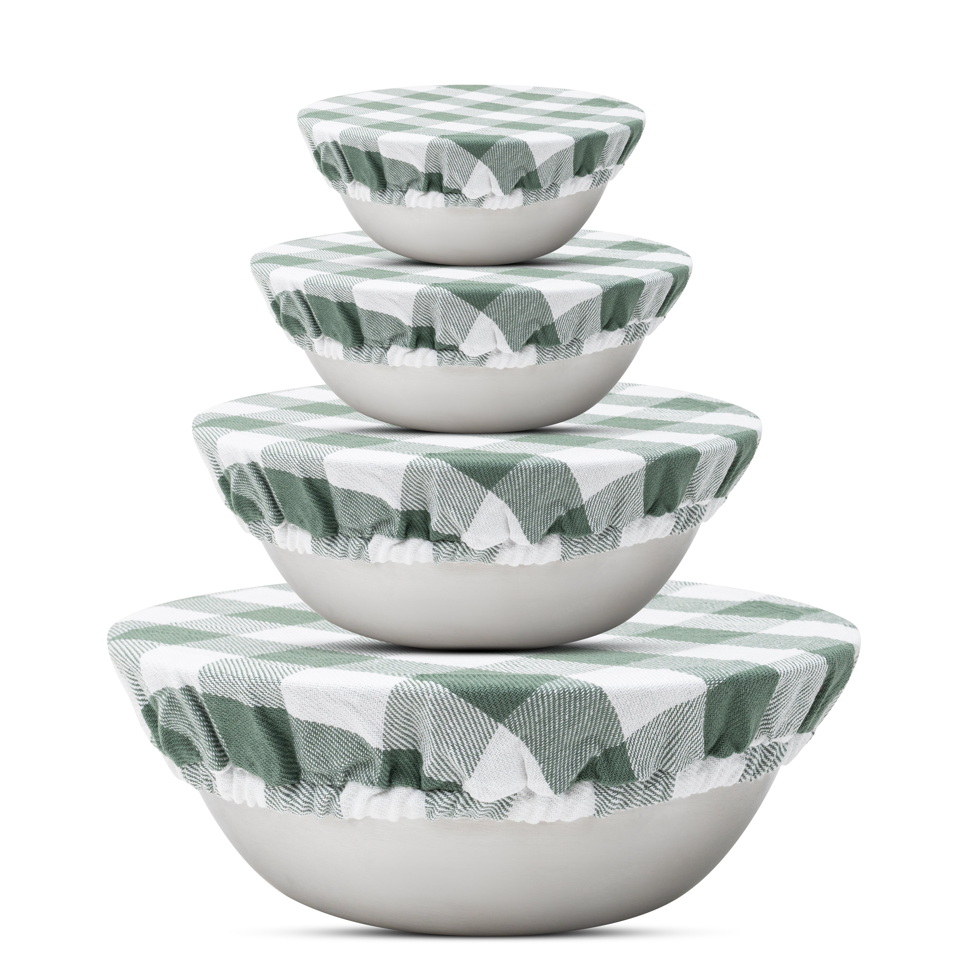Reusable Fabric Bowl Covers - Flax Linen - Classic Check