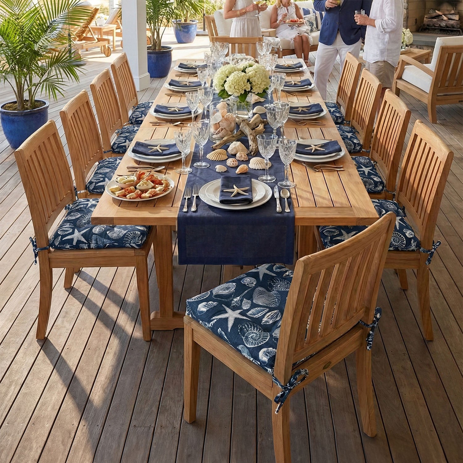 Shoreline Indoor / Outdoor Navy Blue Patio Cushions & Dining Chair Pads