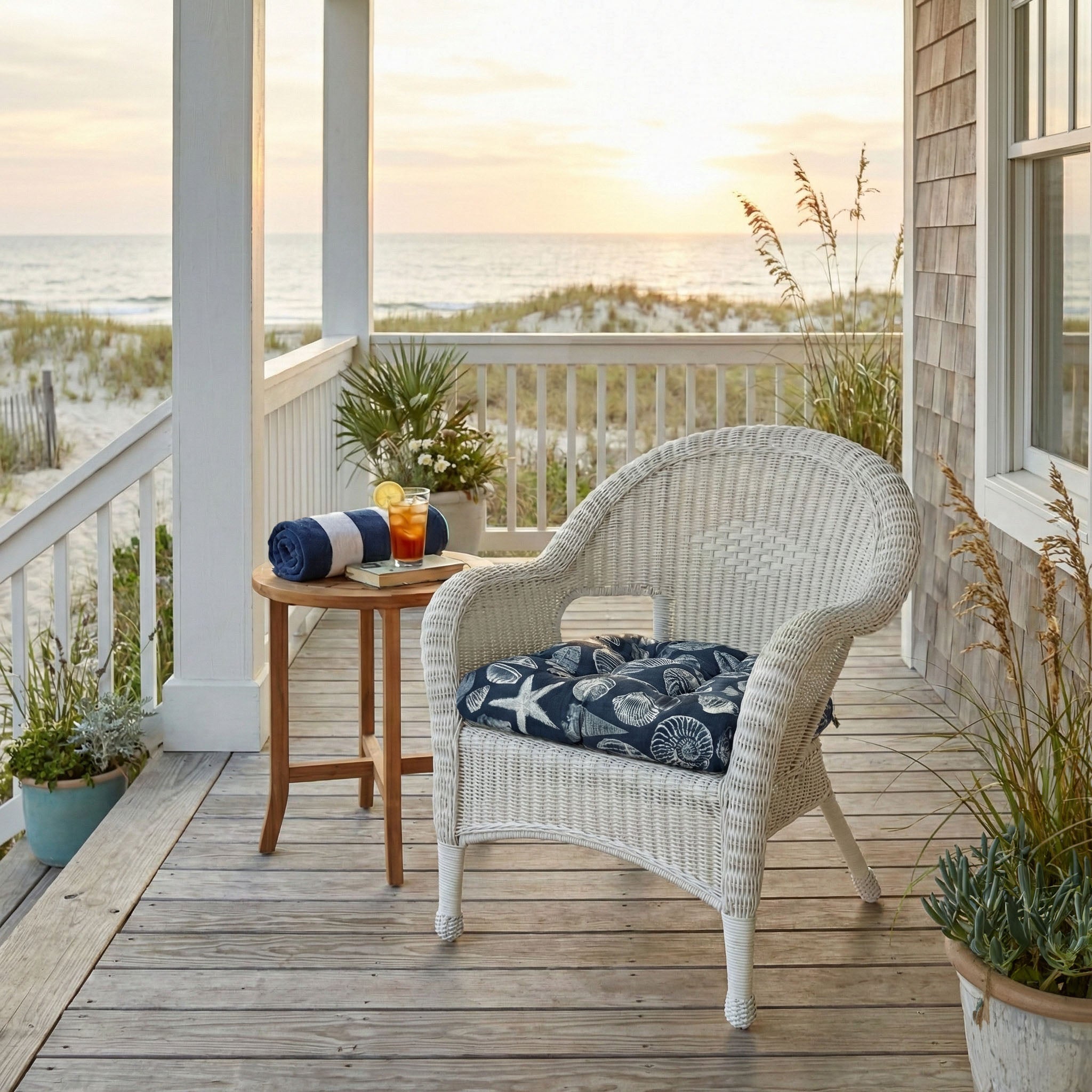 Shoreline Indoor / Outdoor Navy Blue Patio Cushions & Dining Chair Pads