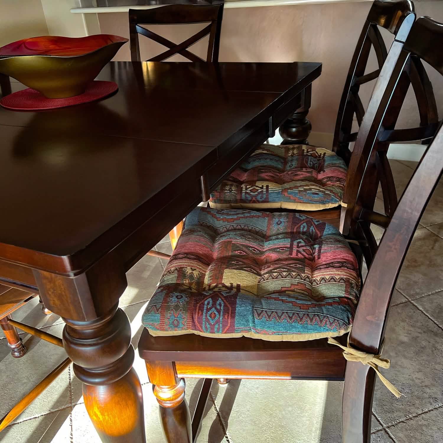 southwest decor dining chair cushions in arizona home with rustic dining table and chairs